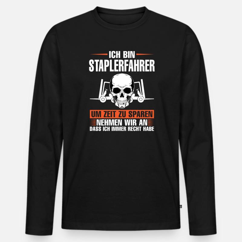 Staplerfahrer Beruf Gabelstapler Geschenk - Männer Premium Bio Langarmshirt - Schwarz