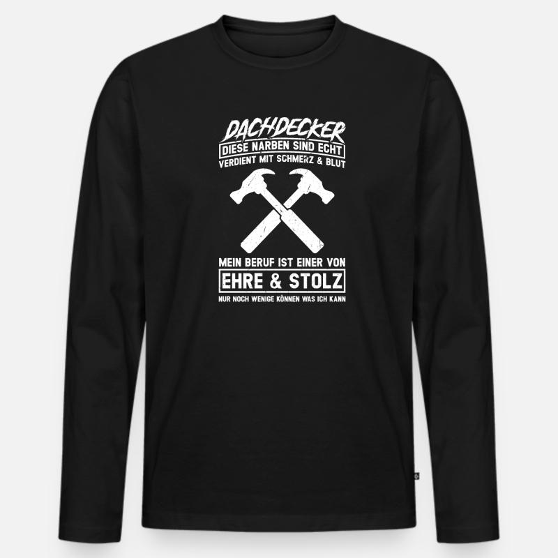 Dachdecker Beruf Dachdecken Geschenk - Männer Premium Bio Langarmshirt - Schwarz