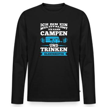 Campen Trinken Camper Geschenk - Männer Premium Bio Langarmshirt - Schwarz - Vorne - Nico (187cm)