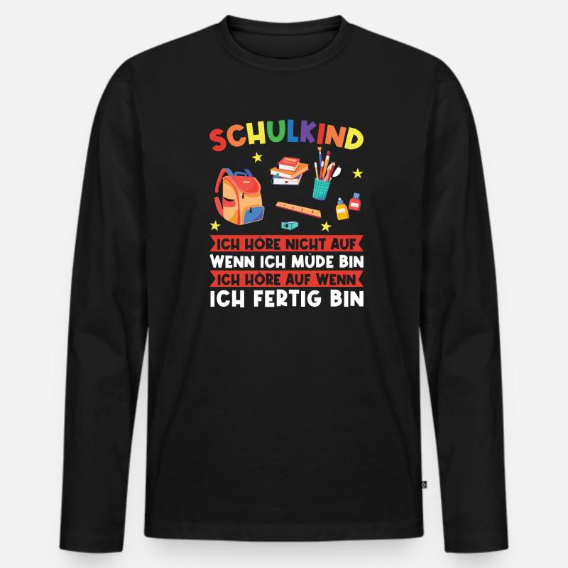 Schulkind Einschulung Schulstart Geschenk - Männer Premium Bio Langarmshirt - Schwarz