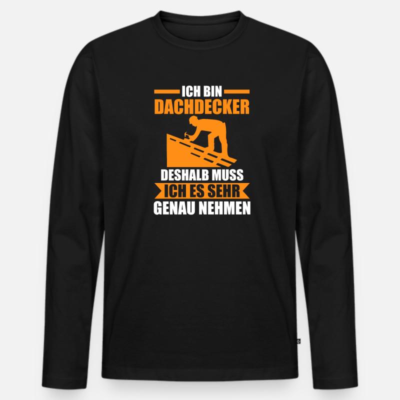 Dachdecker Beruf Handwerker Geschenk - Männer Premium Bio Langarmshirt - Schwarz