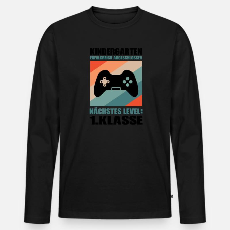 Kindergarten Abschluss Gaming Geschenk - Männer Premium Bio Langarmshirt - Schwarz