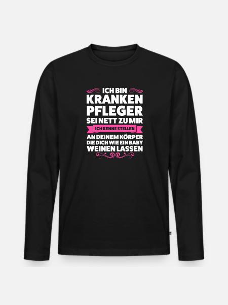Krankenpfleger Beruf Pfleger Geschenk - Männer Premium Bio Langarmshirt - Schwarz