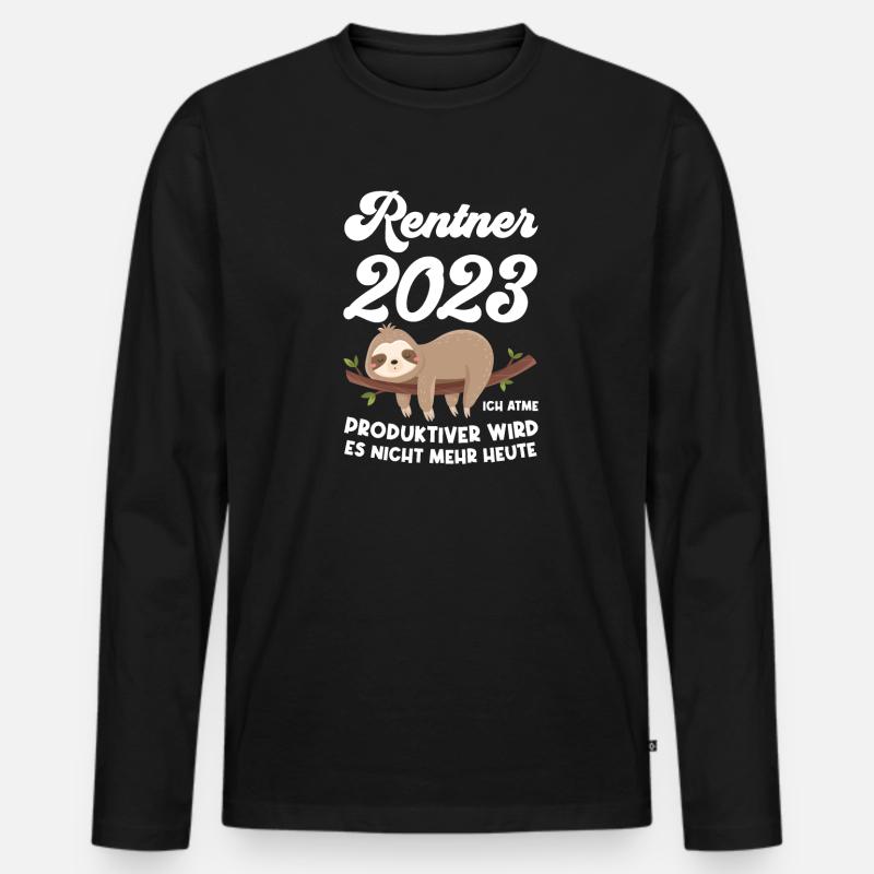 Rentner 2023 Faultier Ruhestand Geschenk - Männer Premium Bio Langarmshirt - Schwarz