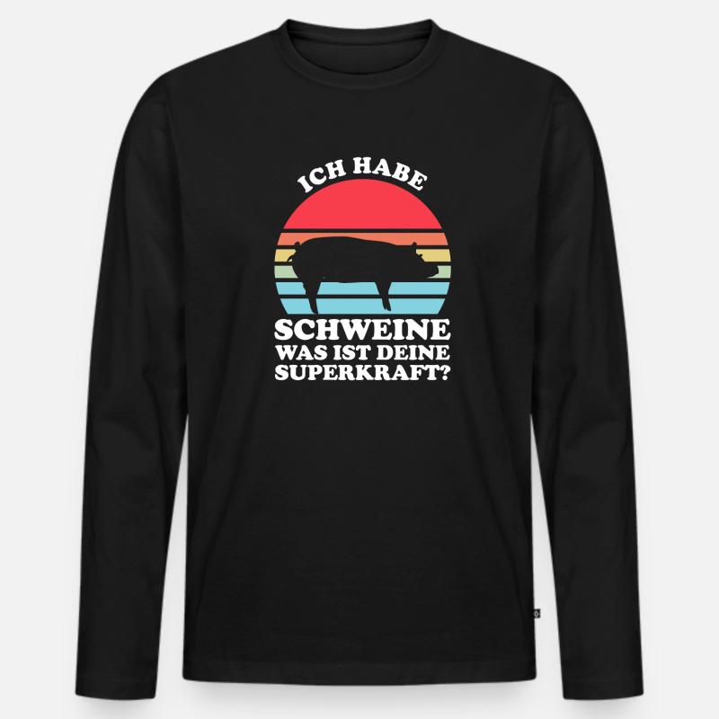 Schwein Bauer Schweinebauer Geschenk - Männer Premium Bio Langarmshirt - Schwarz