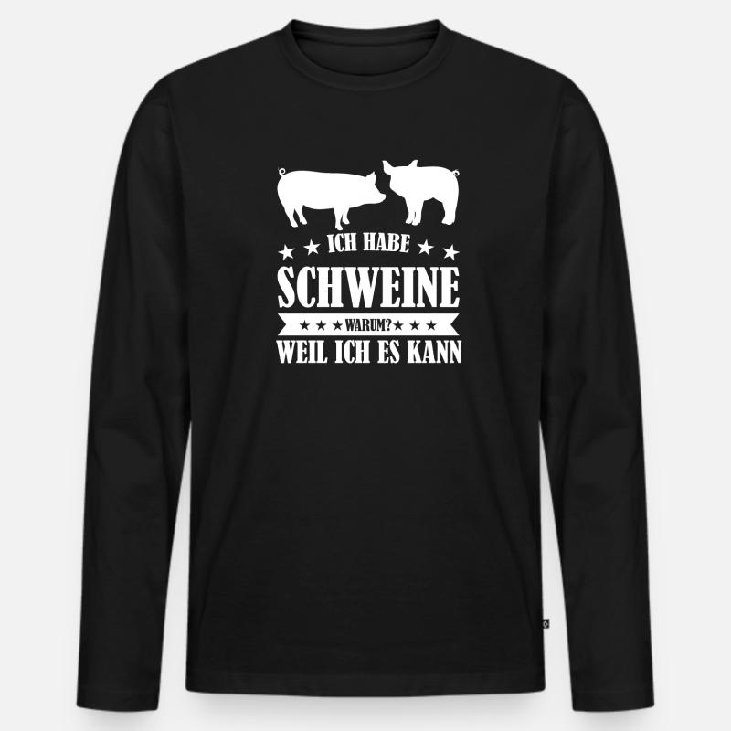 Schwein Bauer Schweine Geschenk - Männer Premium Bio Langarmshirt - Schwarz