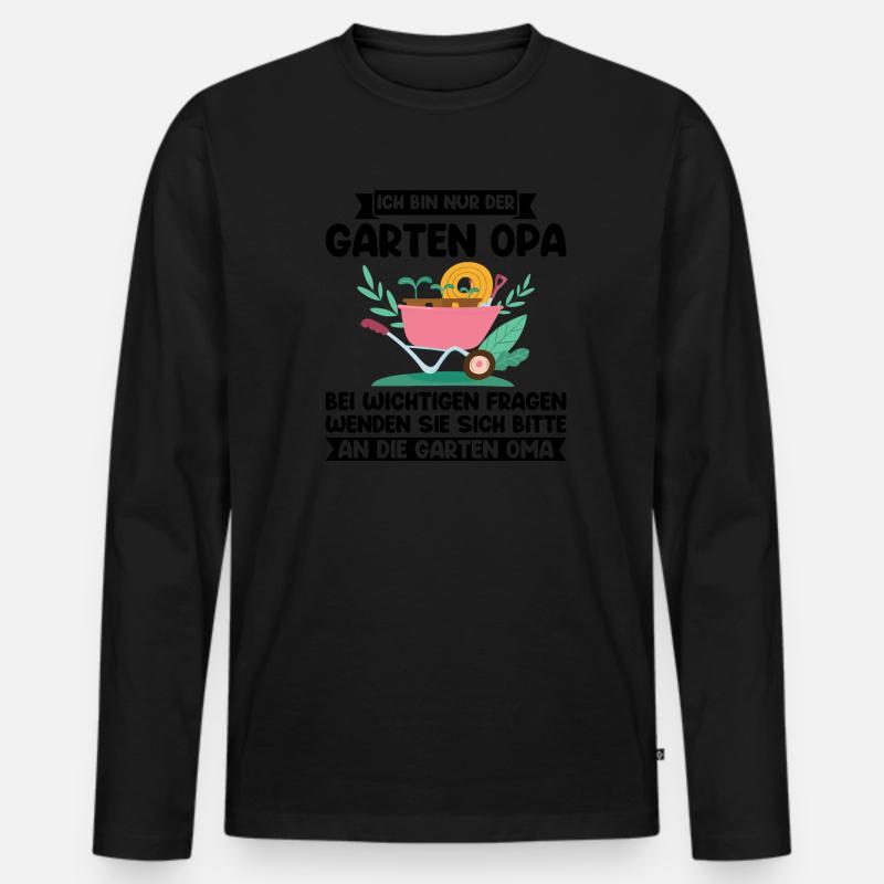 Garten Opa Großvater Geschenk - Männer Premium Bio Langarmshirt - Schwarz
