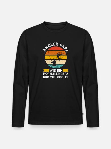 Angler Papa Fischer Geschenk - Männer Premium Bio Langarmshirt - Schwarz