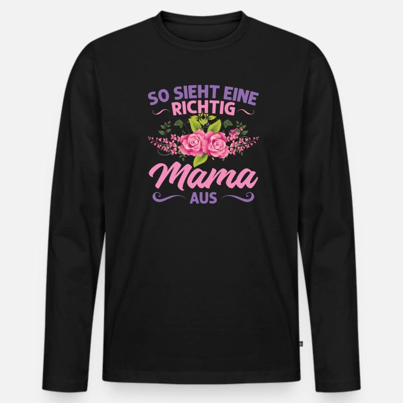 Mutter Mama Tochter Geschenk - Männer Premium Bio Langarmshirt - Schwarz
