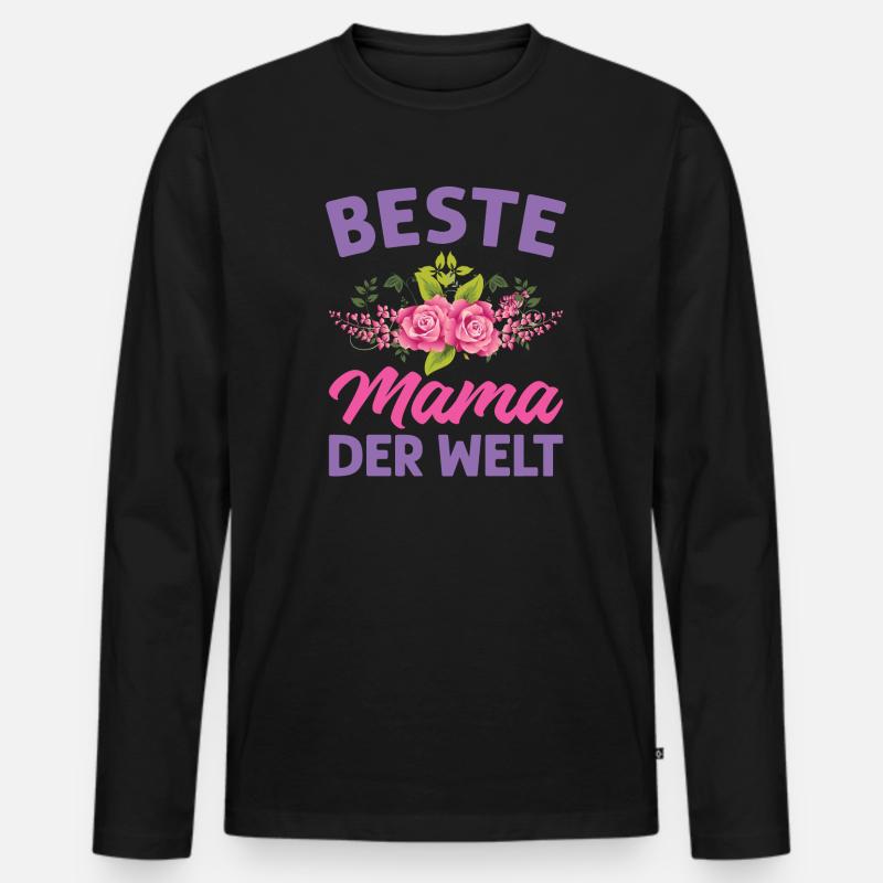 Mutter Mama Tochter Geschenk - Männer Premium Bio Langarmshirt - Schwarz