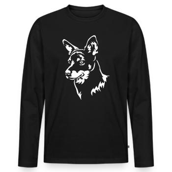 Lancashire Heeler Head « Black Edition » - T-shirt manches longues Premium bio Homme - noir - Devant - Nico (187cm)