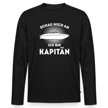Boot Kapitän booten Geschenk - Männer Premium Bio Langarmshirt - Schwarz - Vorne - Nico (187cm)