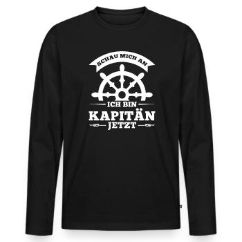Boot Kapitän booten Geschenk - Männer Premium Bio Langarmshirt - Schwarz - Vorne - Nico (187cm)