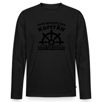 Boot Kapitän booten Geschenk - Männer Premium Bio Langarmshirt - Schwarz - Vorne - Nico (187cm)