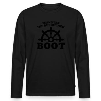 Boot Kapitän booten Geschenk - Männer Premium Bio Langarmshirt - Schwarz - Vorne - Nico (187cm)