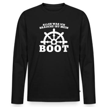 Boot Kapitän booten Geschenk - Männer Premium Bio Langarmshirt - Schwarz - Vorne - Nico (187cm)