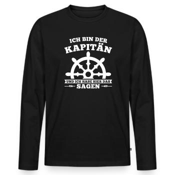 Boot Kapitän booten Geschenk - Männer Premium Bio Langarmshirt - Schwarz - Vorne - Nico (187cm)