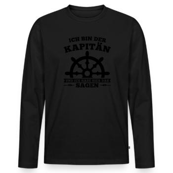 Boot Kapitän booten Geschenk - Männer Premium Bio Langarmshirt - Schwarz - Vorne - Nico (187cm)