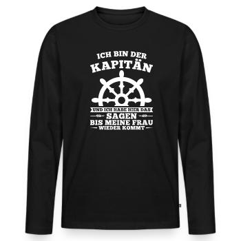Boot Kapitän booten Geschenk - Männer Premium Bio Langarmshirt - Schwarz - Vorne - Nico (187cm)