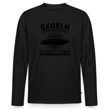 Boot Kapitän booten Geschenk - Männer Premium Bio Langarmshirt - Schwarz - Vorne - Nico (187cm)