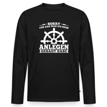 Boot Kapitän booten Geschenk - Männer Premium Bio Langarmshirt - Schwarz - Vorne - Nico (187cm)