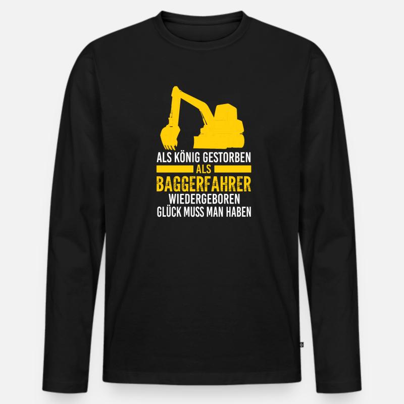 Baggerfahrer Bagger Fahrer Geschenk - Männer Premium Bio Langarmshirt - Schwarz
