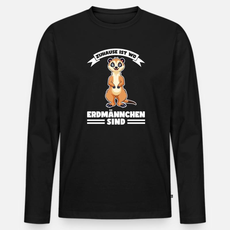 Tiere Erdmännchen Erdmännchene Geschenk - Männer Premium Bio Langarmshirt - Schwarz