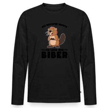 Tiere Bieber Biebern Geschenk - Männer Premium Bio Langarmshirt - Schwarz - Vorne - Nico (187cm)