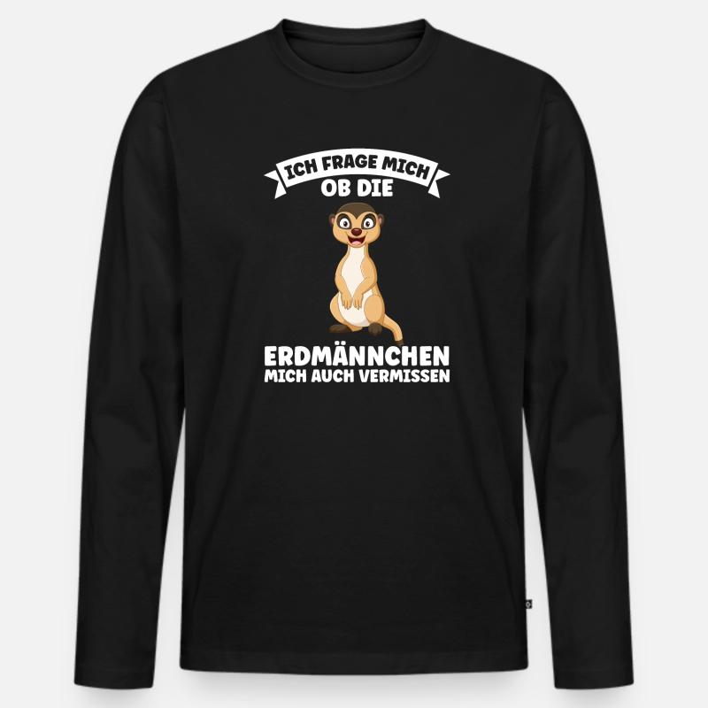 Tiere Erdmännchen Erdmännchene Geschenk - Männer Premium Bio Langarmshirt - Schwarz