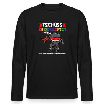 Schulkind Ninja Schulbeginn Geschenk - Männer Premium Bio Langarmshirt - Schwarz - Vorne - Nico (187cm)