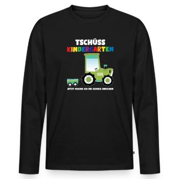 Schulkind Traktor Schulbeginn Geschenk - Männer Premium Bio Langarmshirt - Schwarz - Vorne - Nico (187cm)