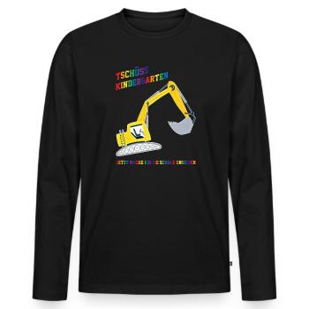 Schulkind Bagger Schulbeginn Geschenk - Männer Premium Bio Langarmshirt - Schwarz - Vorne - Nico (187cm)