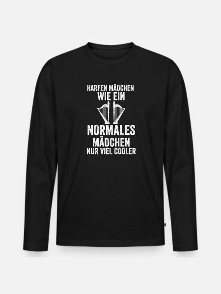 Harfe Mädchen Harfen Mädchen Geschenk - Männer Premium Bio Langarmshirt - Schwarz