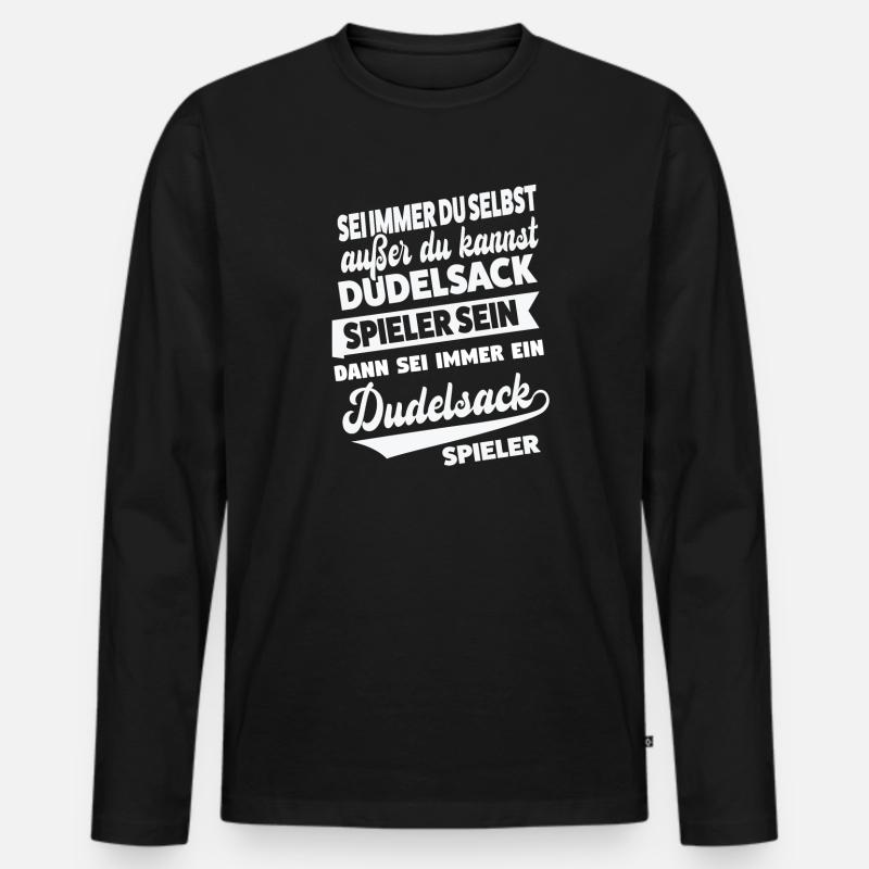 Dudelsack Musiker Sackpfeife Geschenk - Männer Premium Bio Langarmshirt - Schwarz