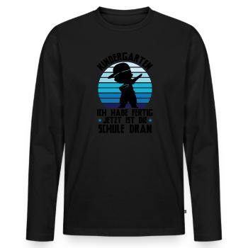 Schulkind Dabbing Schulbeginn Geschenk - Männer Premium Bio Langarmshirt - Schwarz - Vorne - Nico (187cm)