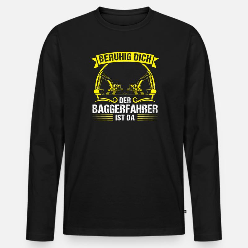 Baggerfahrer Beruf Bagger-Fahrer Geschenk - Männer Premium Bio Langarmshirt - Schwarz