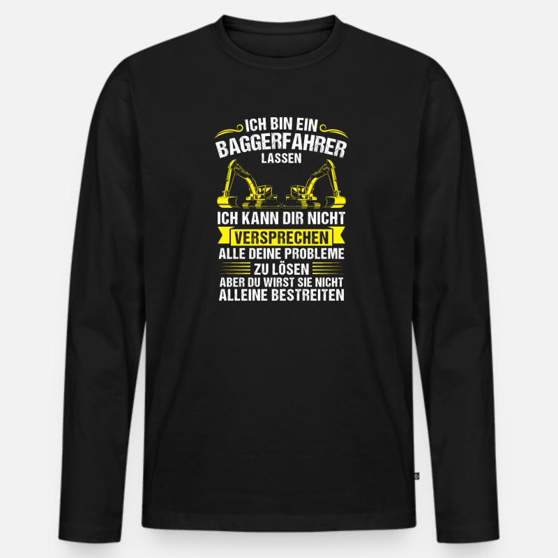 Baggerfahrer Beruf Bauarbeiter Geschenk - Männer Premium Bio Langarmshirt - Schwarz
