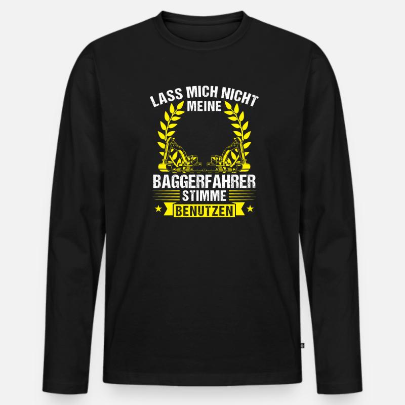 Baggerfahrer Beruf Bauarbeiter Geschenk - Männer Premium Bio Langarmshirt - Schwarz