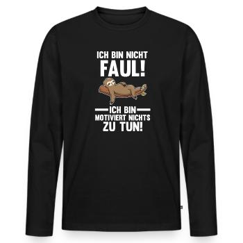 Faultier Faul Fauler Geschenk - Männer Premium Bio Langarmshirt - Schwarz - Vorne - Nico (187cm)