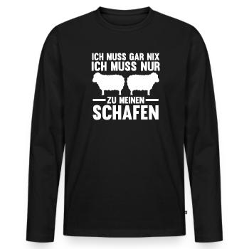 Schaf Landwirt Schafbauer Geschenk - Männer Premium Bio Langarmshirt - Schwarz - Vorne - Nico (187cm)