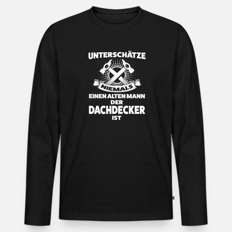Dachdecker Beruf Dachdecken Geschenk - Männer Premium Bio Langarmshirt - Schwarz
