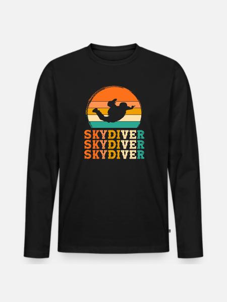 Fallschirmspringer Retro-Design Fallschirmspringer - Männer Premium Bio Langarmshirt - Schwarz
