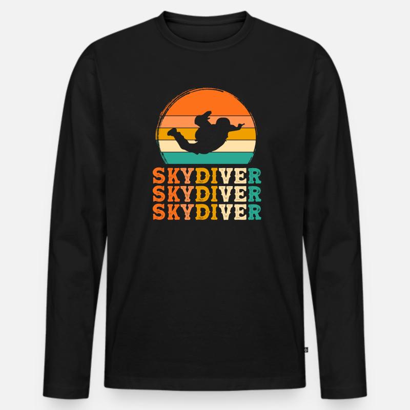 Fallschirmspringer Retro-Design Fallschirmspringer - Männer Premium Bio Langarmshirt - Schwarz