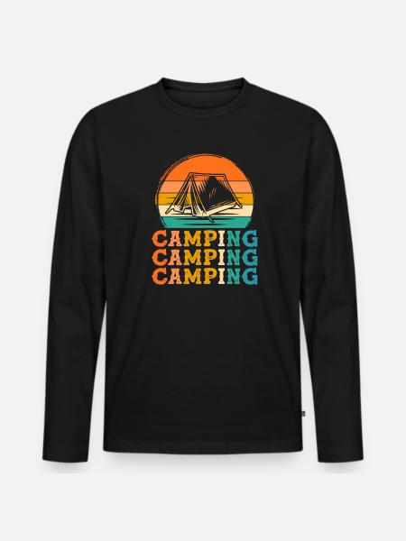 Camping Retro-Design Camping Geschenk - Männer Premium Bio Langarmshirt - Schwarz