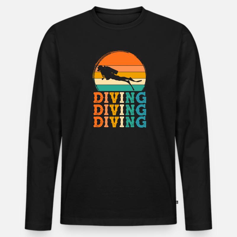 Tauchen Retro-Design Tauchen Geschenk - Männer Premium Bio Langarmshirt - Schwarz