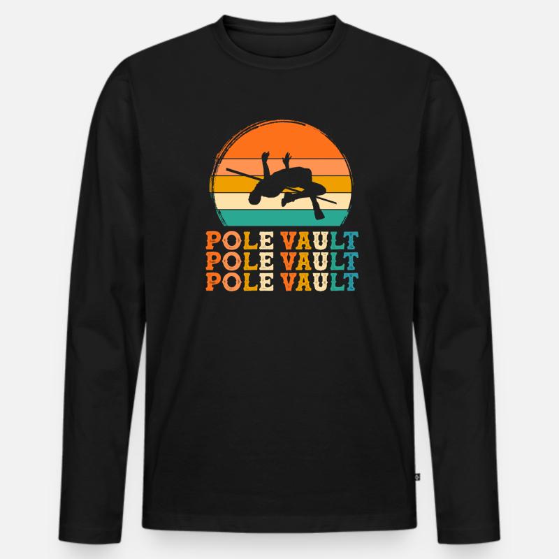 Stabhochsprung Retro-Design Stabhochsprung Geschen - Männer Premium Bio Langarmshirt - Schwarz