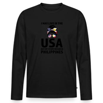 Philippinisch Filipino Philippinisches Geschenk - Männer Premium Bio Langarmshirt - Schwarz - Vorne - Nico (187cm)