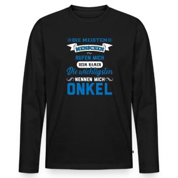 Onkel Familie Nichte Geschenk - Männer Premium Bio Langarmshirt - Schwarz - Vorne - Nico (187cm)