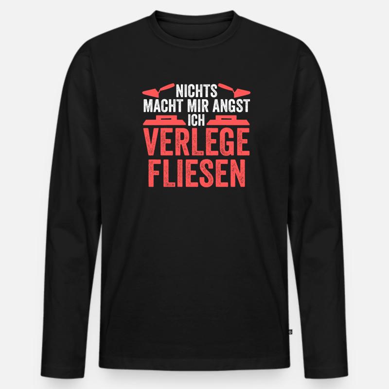 Fliesenleger Beruf Bodenleger Geschenk - Männer Premium Bio Langarmshirt - Schwarz