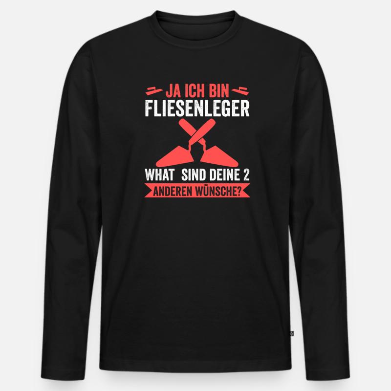 Fliesenleger Beruf Bodenleger Geschenk - Männer Premium Bio Langarmshirt - Schwarz